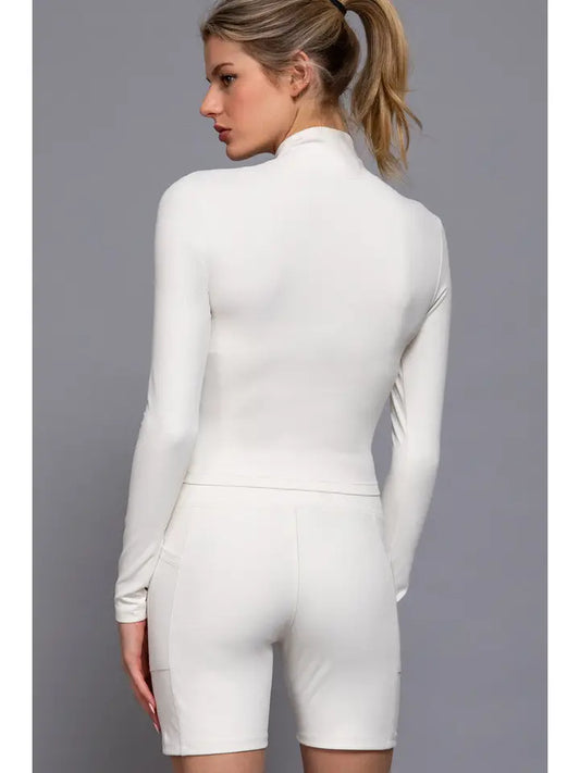 Active USA Women's Long Sleeve Cropped Zip-Up Jacket