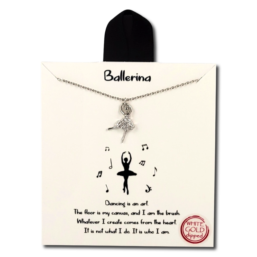 Thank You Very Much Message Card Crystal Ballerina Necklace