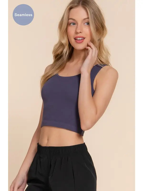 Active USA Womens Ribbed Crop Top
