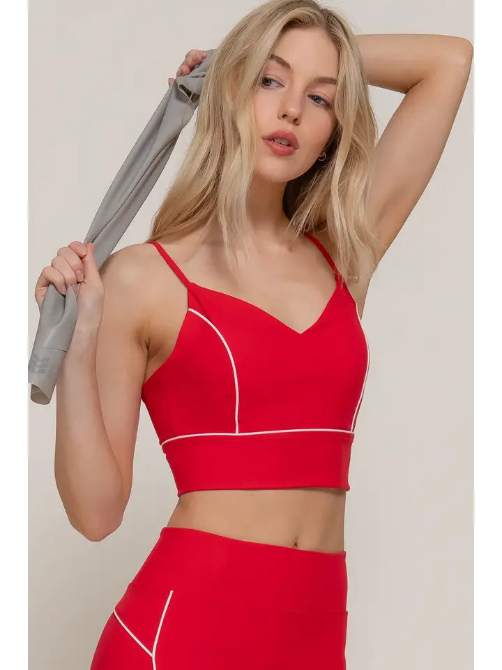 Active USA Womens Crop Top W/ Piping
