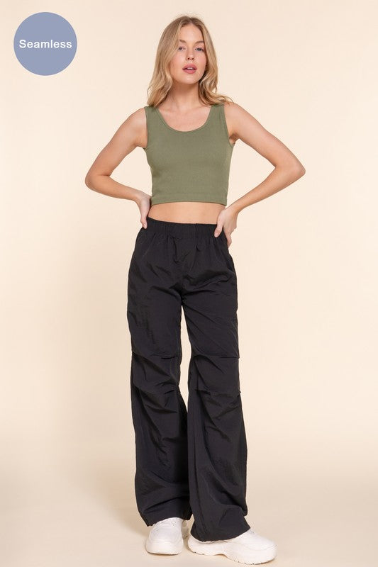Active USA Womens Ribbed Crop Top