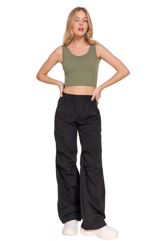 Active USA Womens Ribbed Crop Top