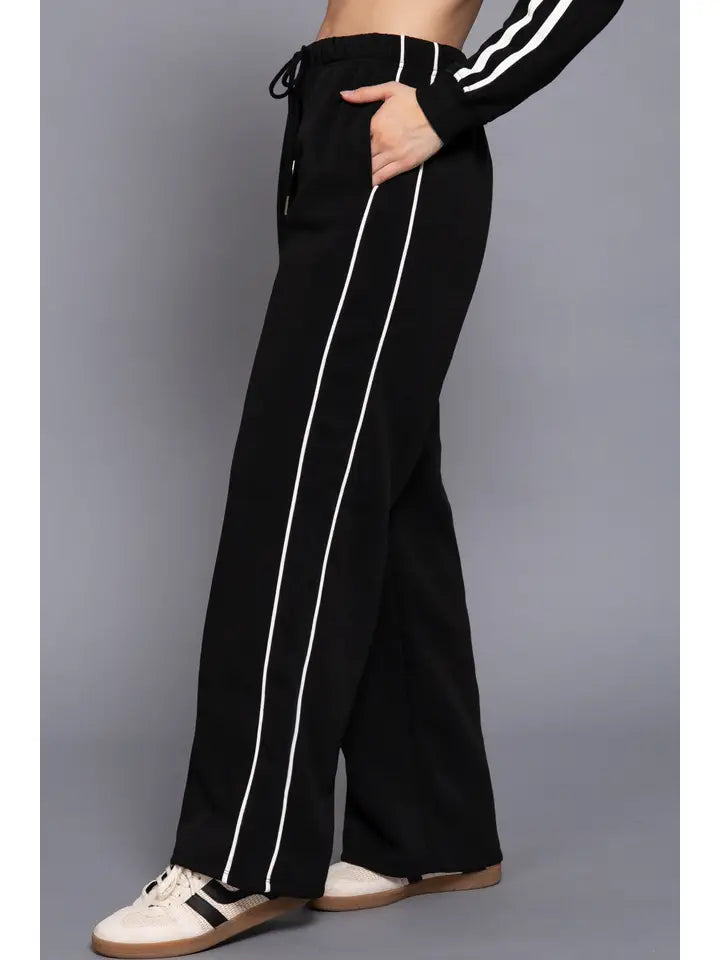 Active USA Womens Contrast Line Detail Sweatpants