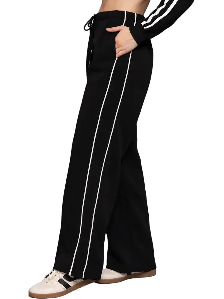 Active USA Womens Contrast Line Detail Sweatpants