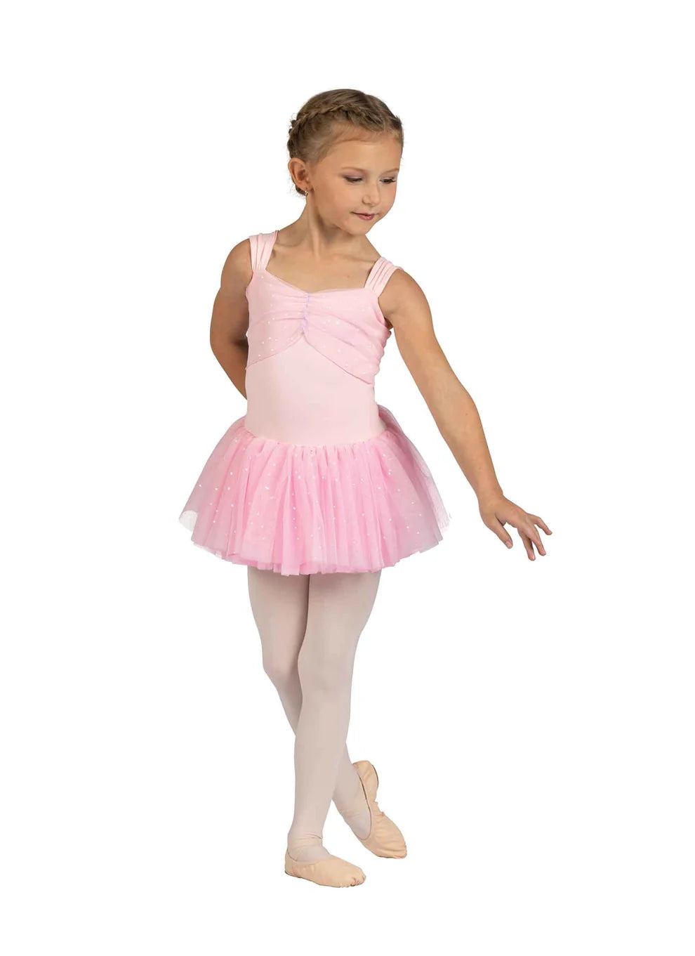 DanzNMotion Kids Mesh Overlay Sparkle Dress
