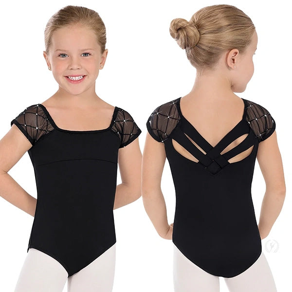 Eurotard Girls Diamond Mesh Cap Sleeve Leotard