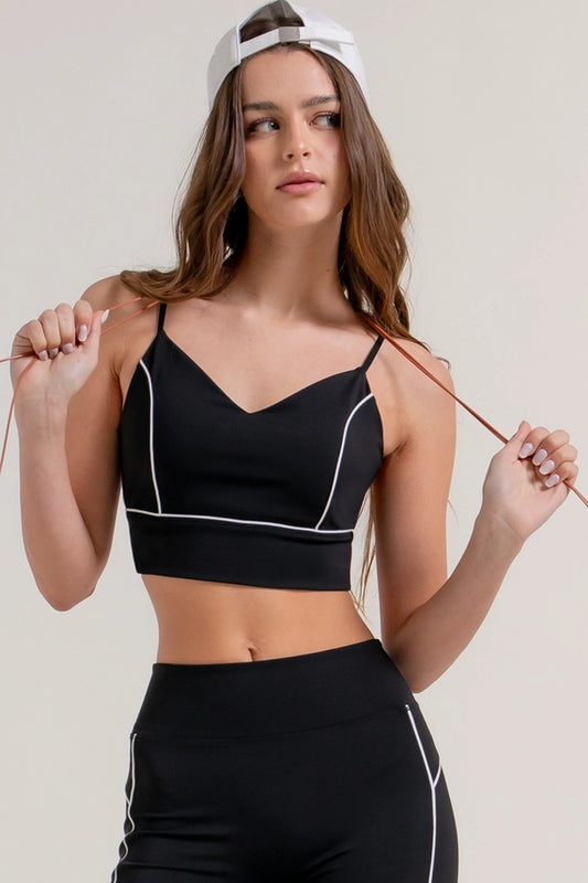 Active USA Womens Crop Top W/ Piping