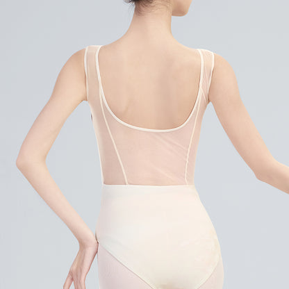 Women's Boat Neck Tank Leotard W/ Mesh