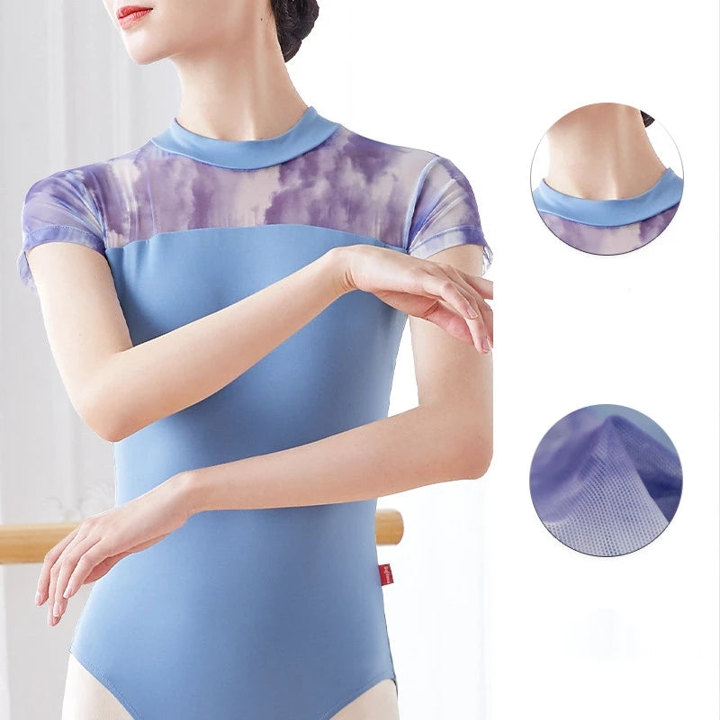 Women's Mock Neck Leotard W/Mesh