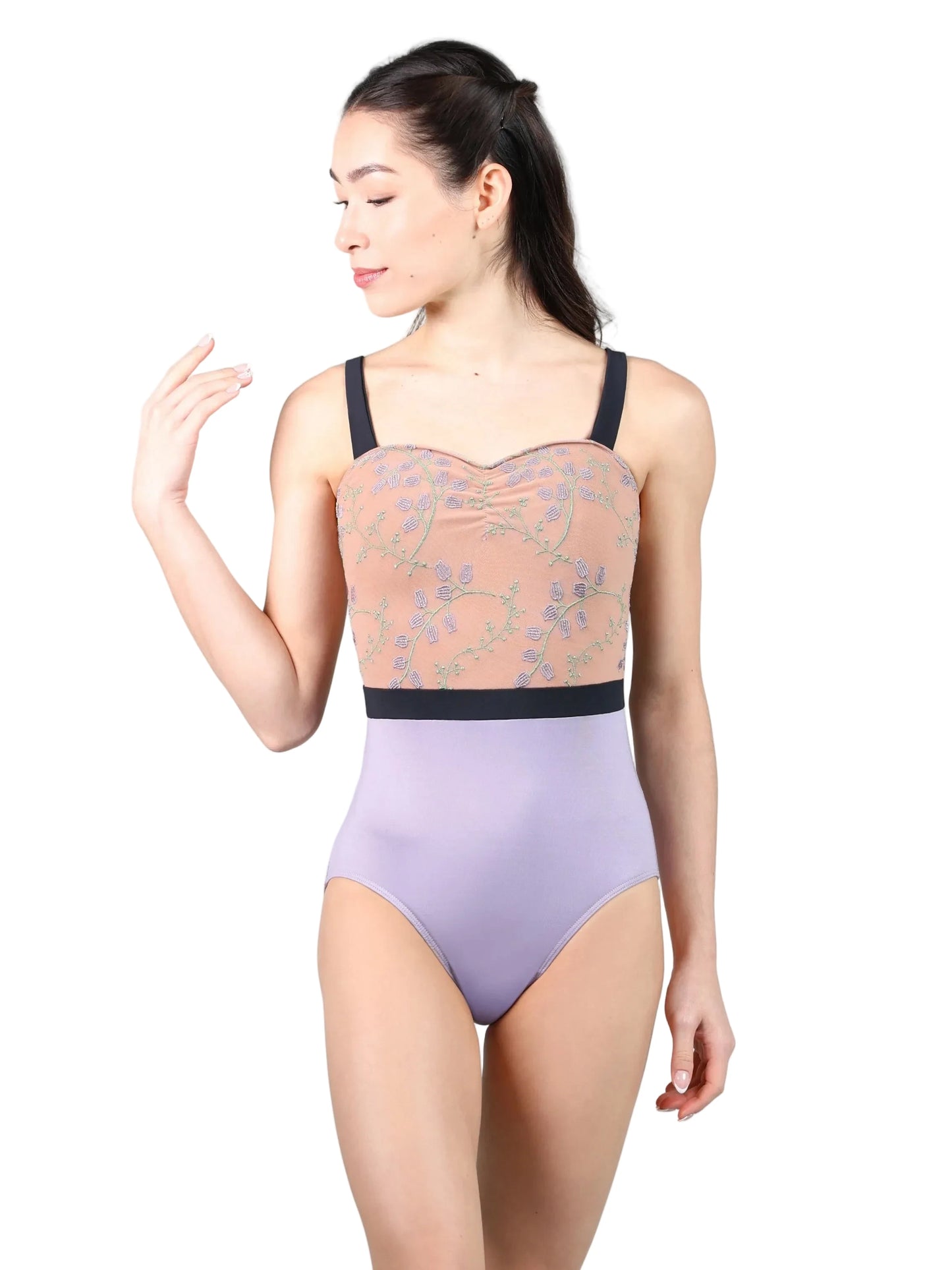 Suffolk Lily of the Valley Pinch Front Thick Strap Leotard