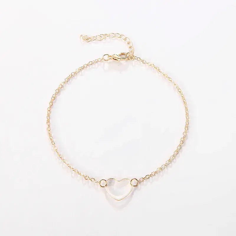 Dainty Gold Heart Charm Bracelet