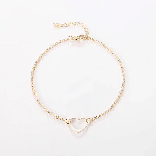 Dainty Gold Heart Charm Bracelet