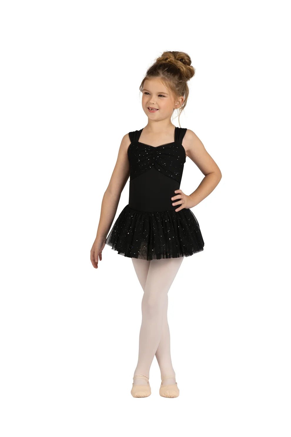 DanzNMotion Kids Mesh Overlay Sparkle Dress